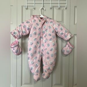 Disneys Mini‎ Mouse Winter Coat Baby Sz 6M Pink Full Zip Winter With Gloves